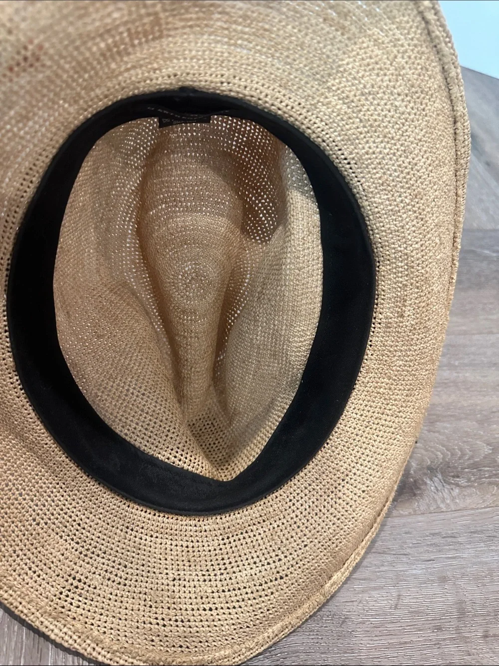 Anthropologie packable Straw Sun Hat with Braided Band - Natural Tan